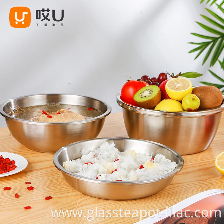 Hey Lilac Free Sample Low Shipping Good Quality Round Soup Plate Restaurant Deep Rice Serving Stainless steel soup plate